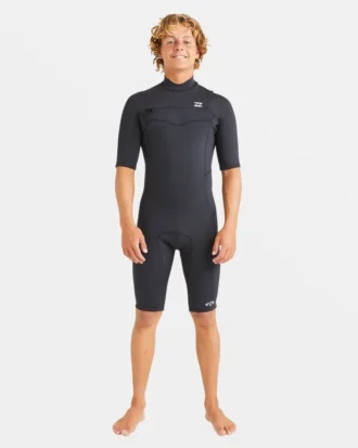 2/2Mm Absolute Natural Upcycler Gbs Chest Zip Short Sleeve Springsuit