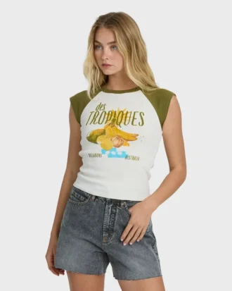 Des Tropic Short Sleeve Raglan Top