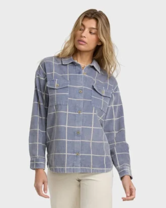 Fadeaway Long Sleeve Cord Shacket