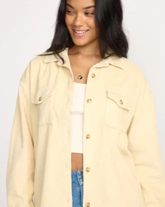 Fadeaway Long Sleeve Cord Shacket