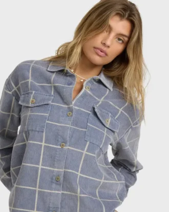 Fadeaway Long Sleeve Cord Shacket