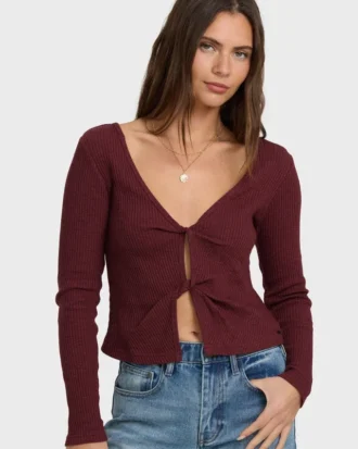 Fever Twist Long Sleeve Knit Top