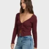 Fever Twist Long Sleeve Knit Top