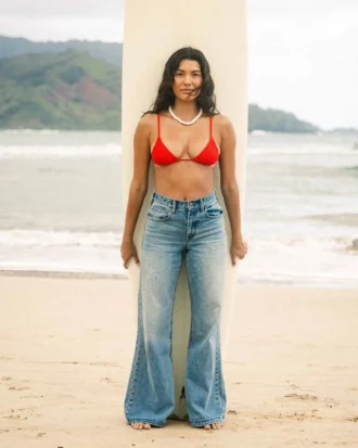 Free Fall High-Waist Denim Flare Pants