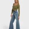 Free Fall High-Waist Denim Flare Pants