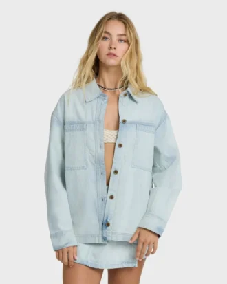 Jade Saltwashed Long Sleeve Woven Top