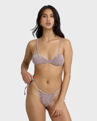Mini Wave Check Teagan Bralette Bikini Top