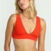 Red Aloha Plunge Bikini Top