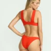 Red Aloha Plunge Bikini Top