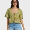 Totally Tropic Short Sleeve Woven Top