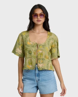 Totally Tropic Short Sleeve Woven Top