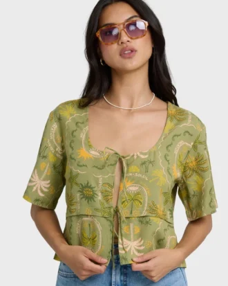 Totally Tropic Short Sleeve Woven Top