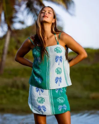Wave Washed Printed Skirt