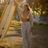 Vivid Wave Elastic Waist Pants