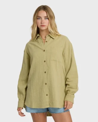 Wanderer Solid Long Sleeve Woven Top