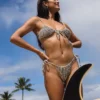 Wave Check Cara Bralette Bikini Top